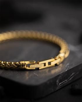 Preview: 5 mm breites Foxtail-Armband aus Edelstahl mit vergoldeter Oberfläche - Milia Gold